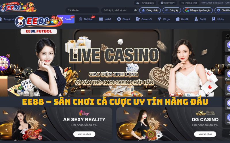 Sảnh Casino EE88 là sân chơi Casino online top 1 của 2025